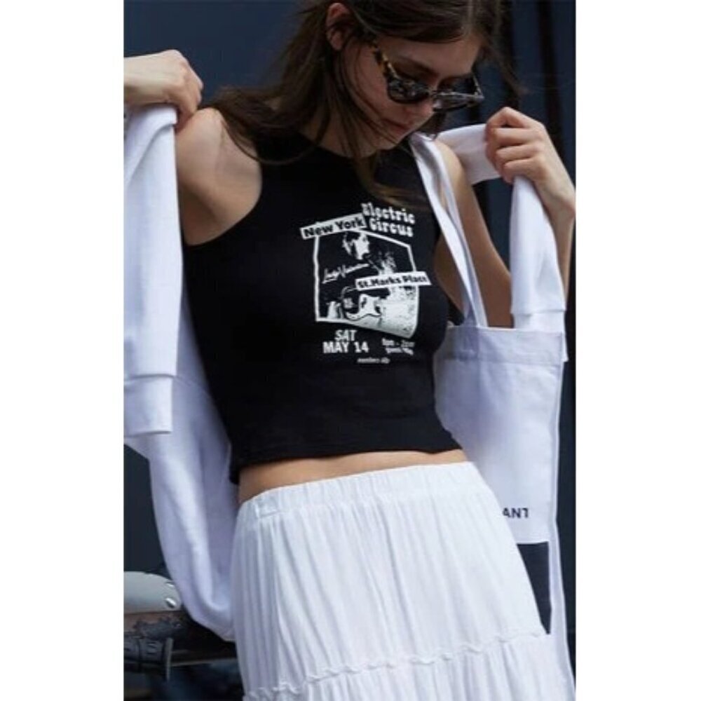 John Galt Black Electric Circus Graphic Tank Top S